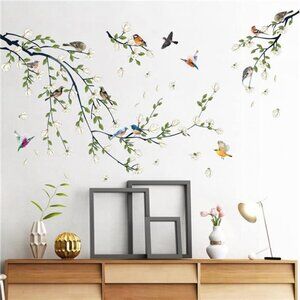 Magnolia Branches Wall Decals White Flower Stickers DIY Removable Home Decor